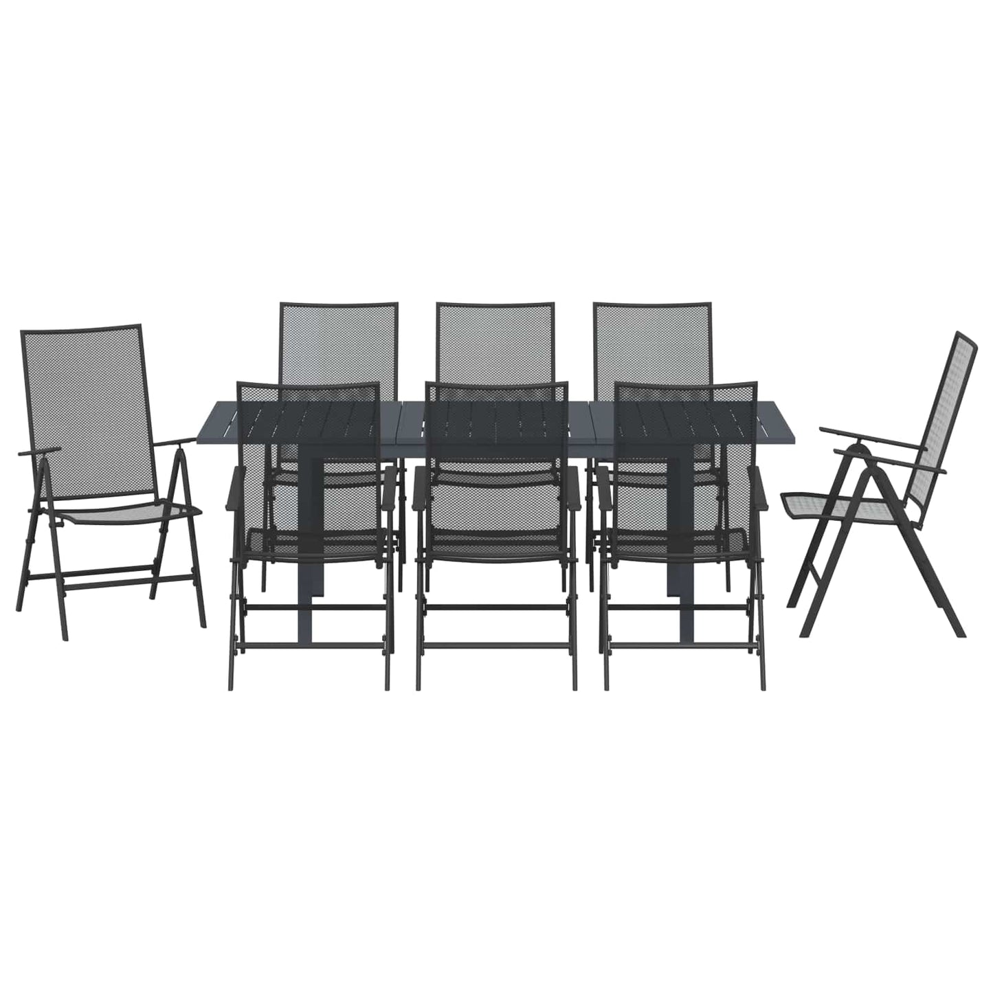 vidaXL Garden Dining Set Folding 9 pcs Anthracite Steel