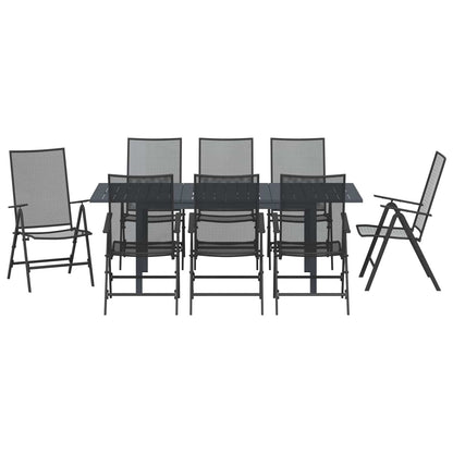 vidaXL Garden Dining Set Folding 9 pcs Anthracite Steel