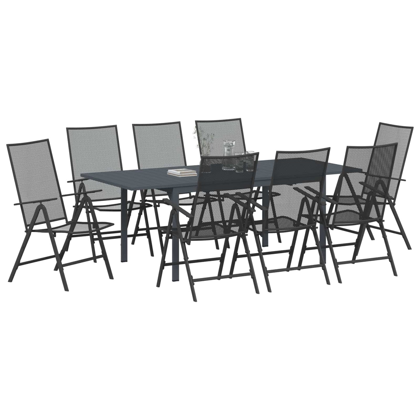 vidaXL Garden Dining Set Folding 9 pcs Anthracite Steel