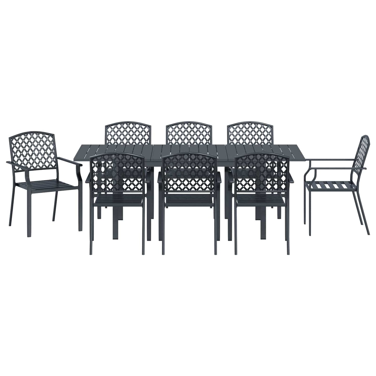 vidaXL Garden Dining Set 9 pcs Anthracite Steel