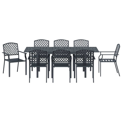 vidaXL Garden Dining Set 9 pcs Anthracite Steel