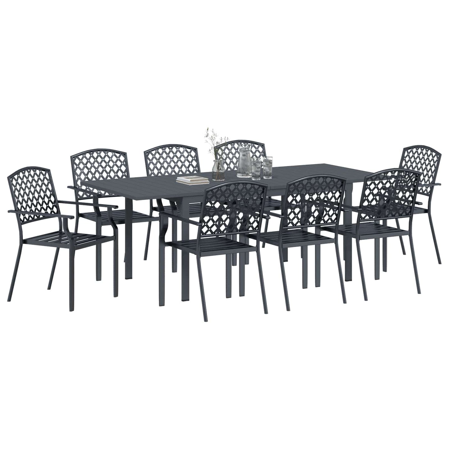 vidaXL Garden Dining Set 9 pcs Anthracite Steel