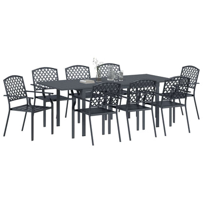 vidaXL Garden Dining Set 9 pcs Anthracite Steel