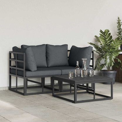 vidaXL Garden Sofa Set 3 pcs Black Metal