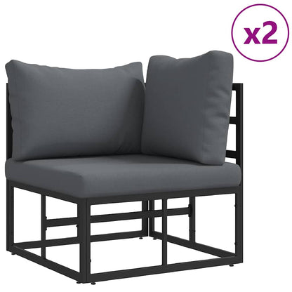 vidaXL Garden Sofa Set 3 pcs Black Metal