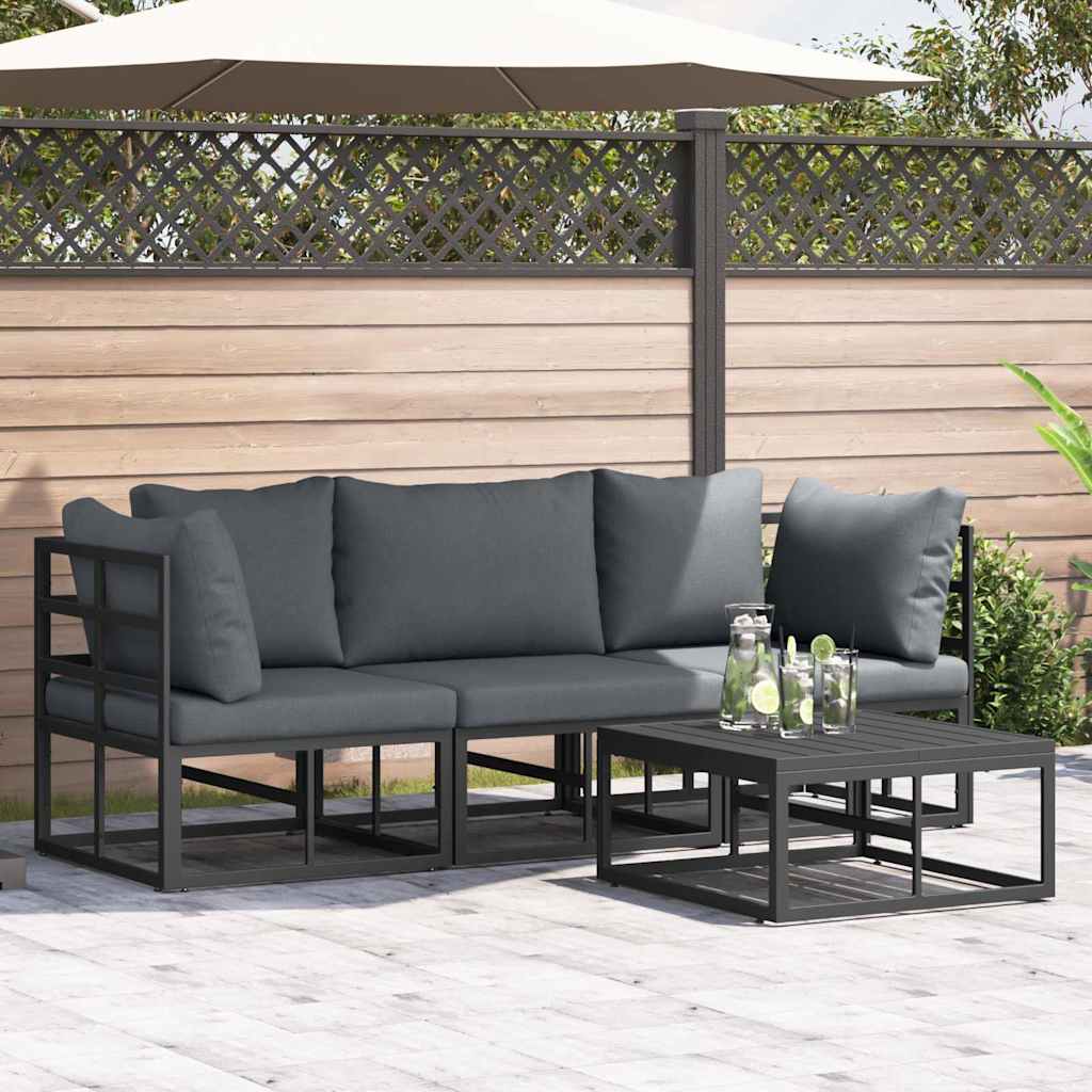 vidaXL Garden Sofa Set 4 pcs Black Metal