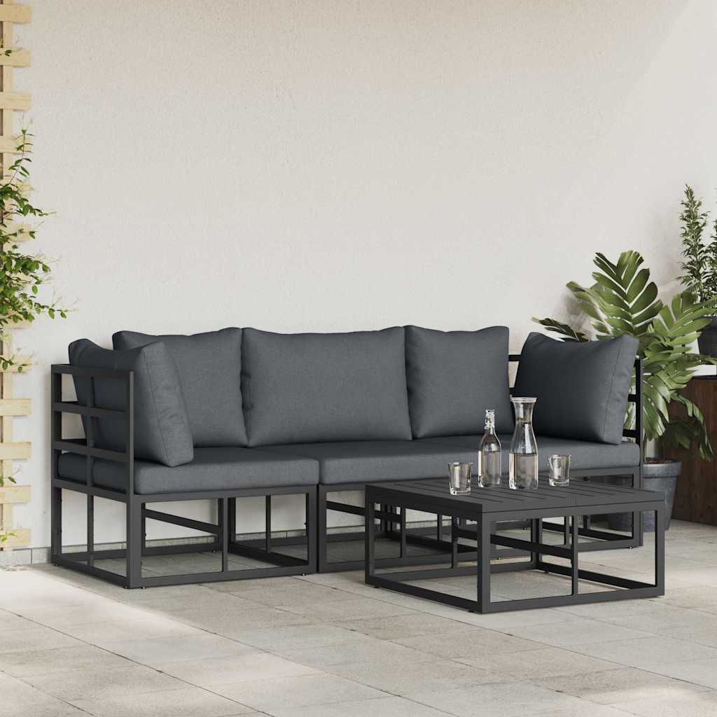 vidaXL Garden Sofa Set 4 pcs Black Metal