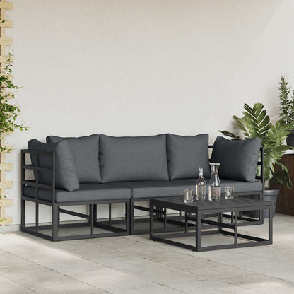 vidaXL Garden Sofa Set 4 pcs Black Metal