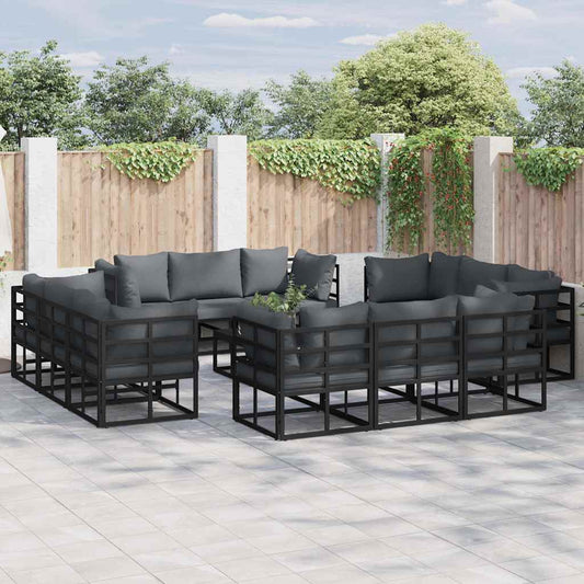 vidaXL Garden Sofa Set 12 pcs Black Metal
