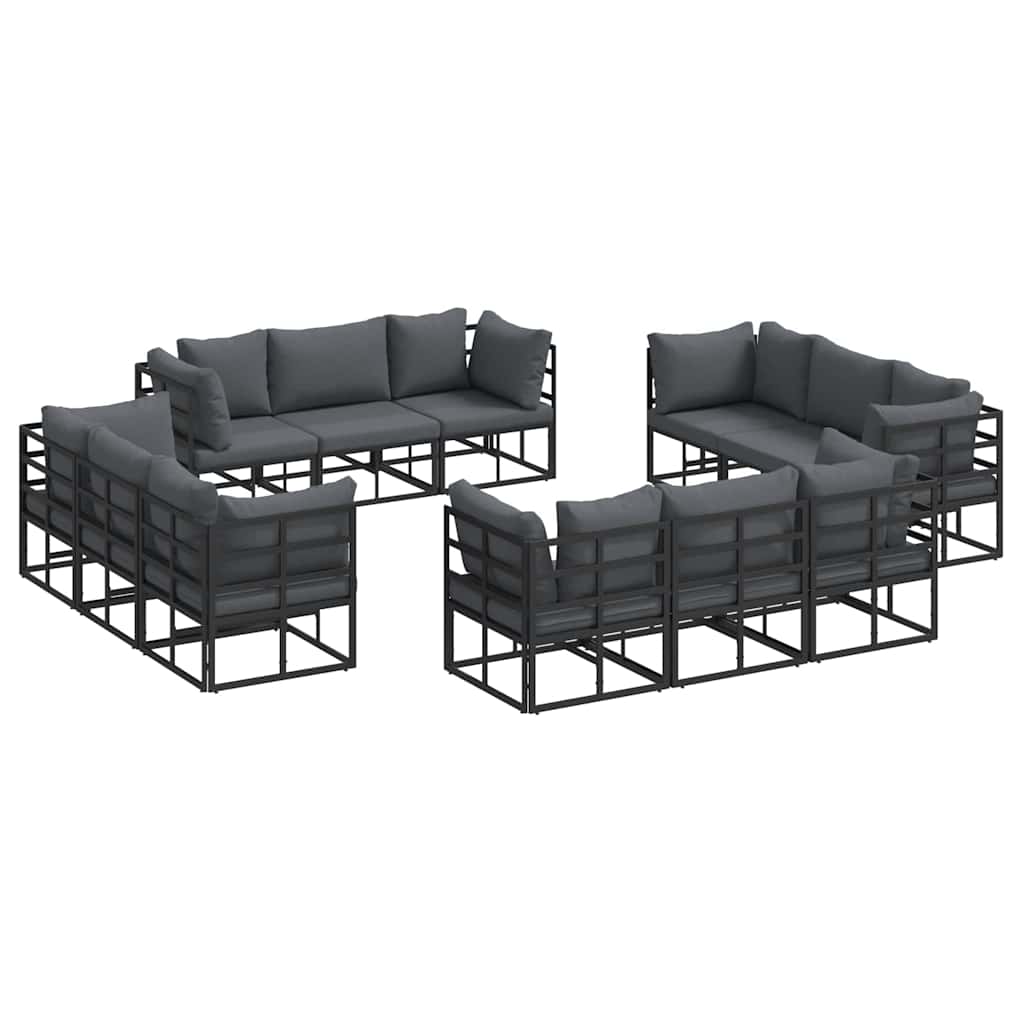 vidaXL Garden Sofa Set 12 pcs Black Metal