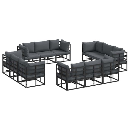 vidaXL Garden Sofa Set 12 pcs Black Metal