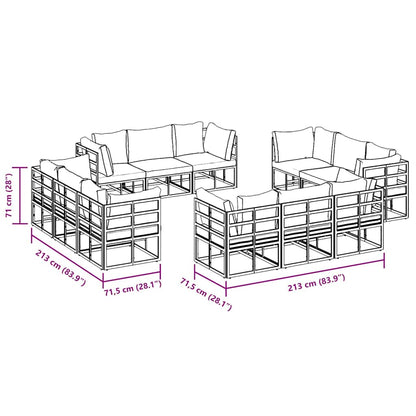 vidaXL Garden Sofa Set 12 pcs Black Metal