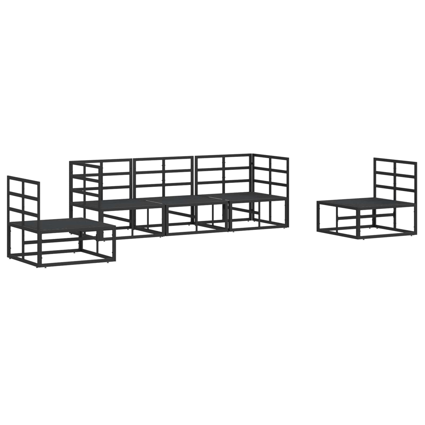 vidaXL Garden Sofa Set with Cushion 5 pcs Black Aluminium
