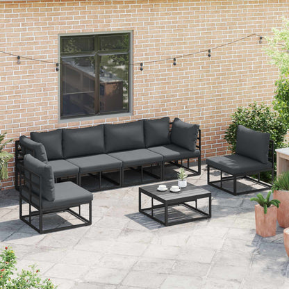 vidaXL Garden Sofa Set with Cushion 6 pcs Black Aluminium