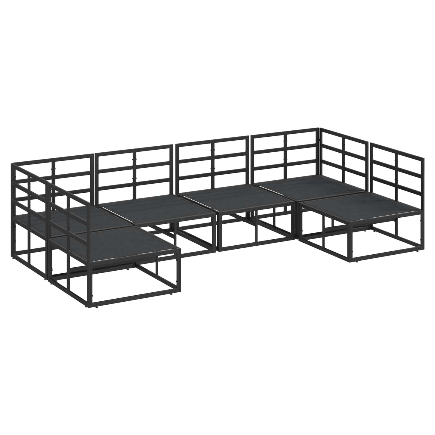 vidaXL Garden Sofa Set with Cushion 6 pcs Black Aluminium