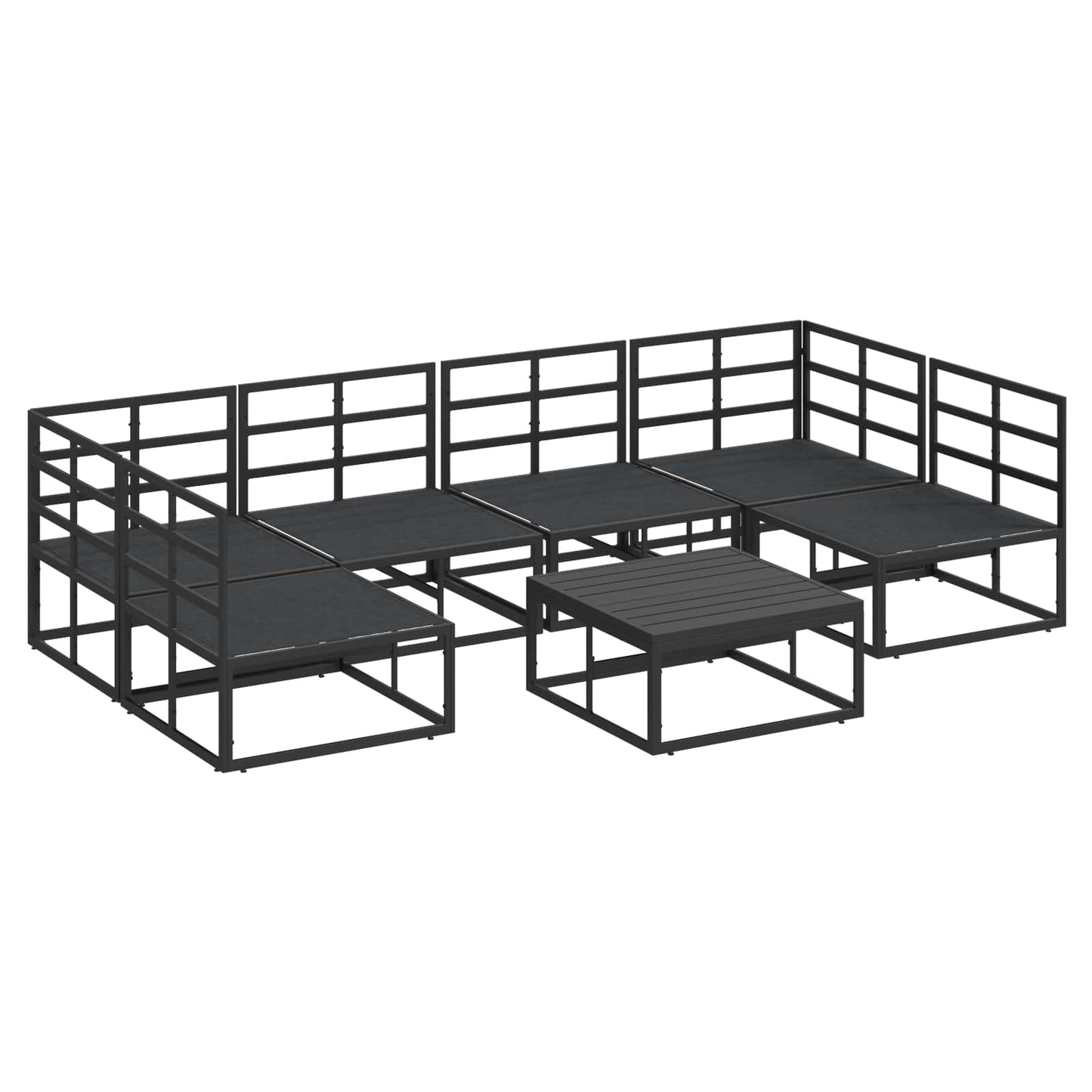 vidaXL Garden Sofa Set with Cushion 7 pcs Black Aluminium