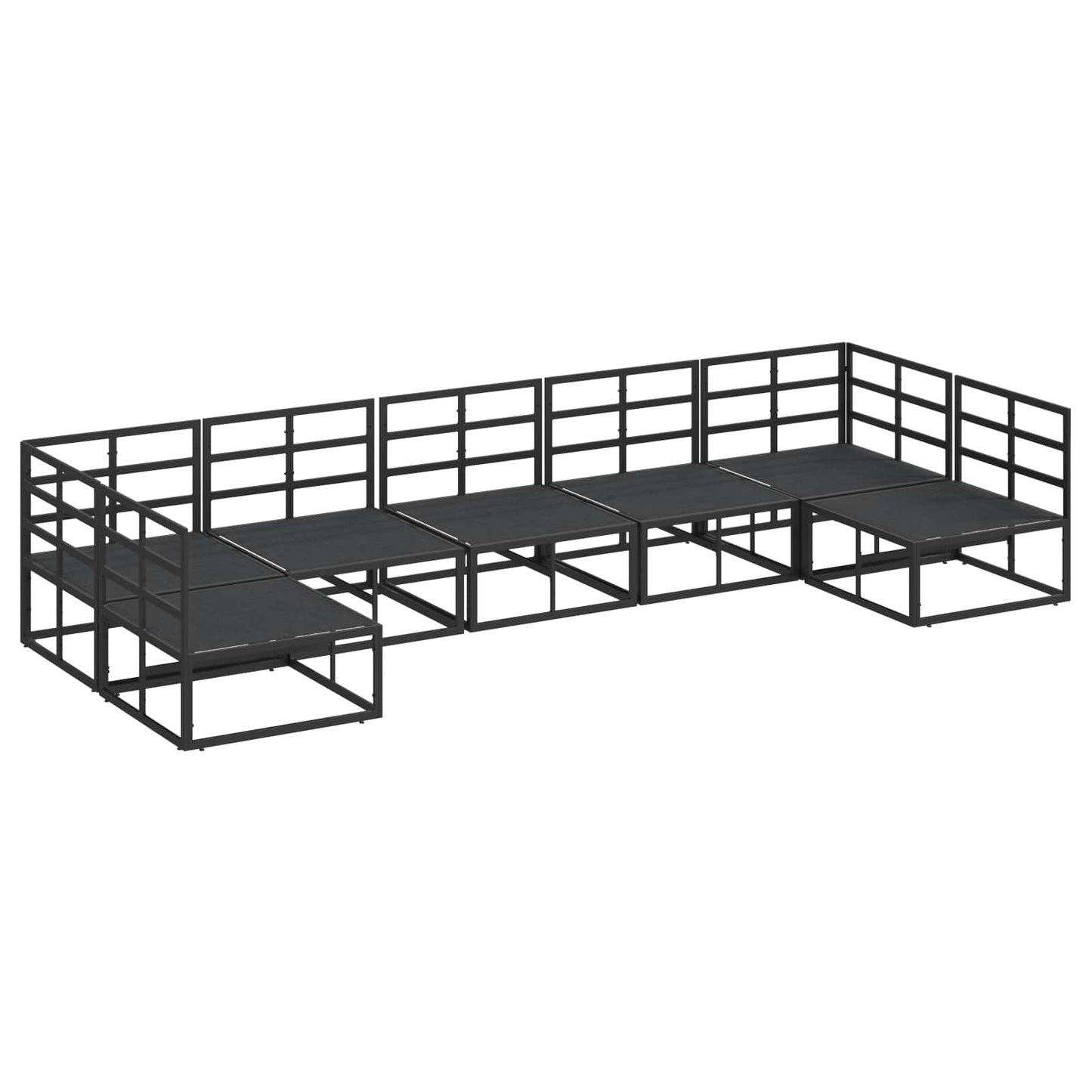 vidaXL Garden Sofa Set with Cushion 7 pcs Black Aluminium