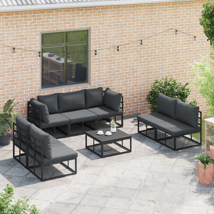 vidaXL Garden Sofa Set with Cushion 8 pcs Black Aluminium