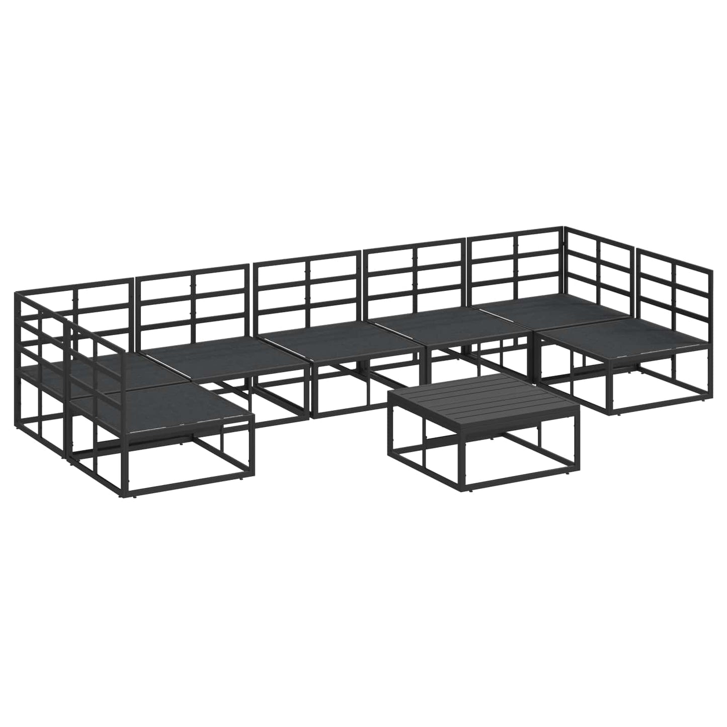 vidaXL Garden Sofa Set with Cushion 8 pcs Black Aluminium