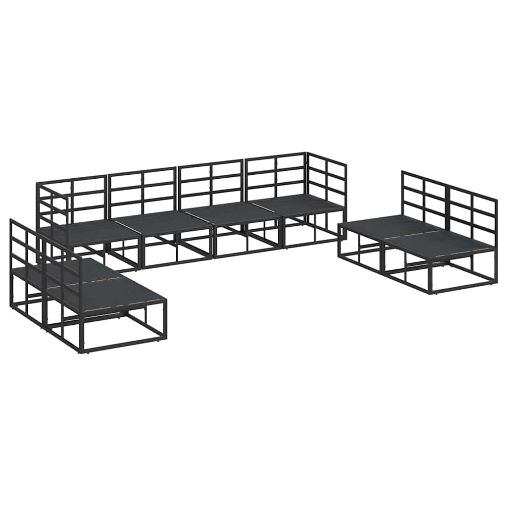 vidaXL Garden Sofa Set with Cushion 8 pcs Black Aluminium