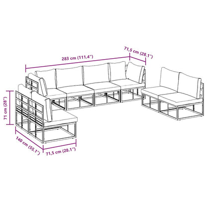 vidaXL Garden Sofa Set with Cushion 8 pcs Black Aluminium