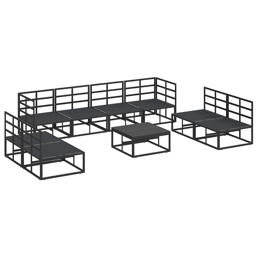 vidaXL Garden Sofa Set with Cushion 9 pcs Black Aluminium