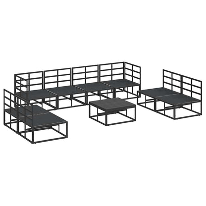 vidaXL Garden Sofa Set with Cushion 9 pcs Black Aluminium