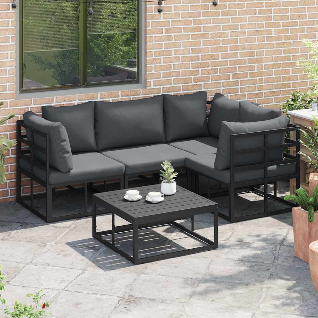 vidaXL Garden Sofa Set with Cushion 4 pcs Black Aluminium