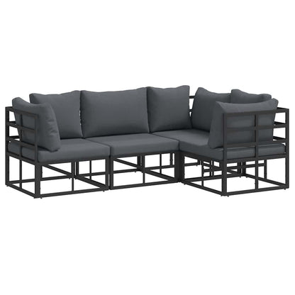 vidaXL Garden Sofa Set with Cushion 4 pcs Black Aluminium