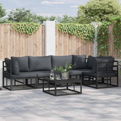 vidaXL Garden Sofa Set with Cushion 5 pcs Black Aluminium