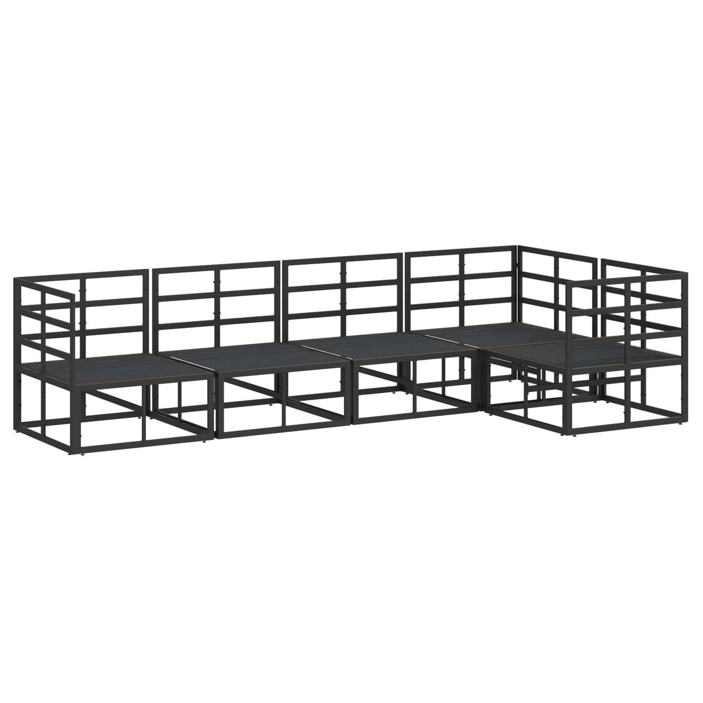 vidaXL Garden Sofa Set with Cushion 5 pcs Black Aluminium