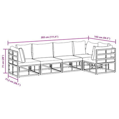 vidaXL Garden Sofa Set with Cushion 5 pcs Black Aluminium