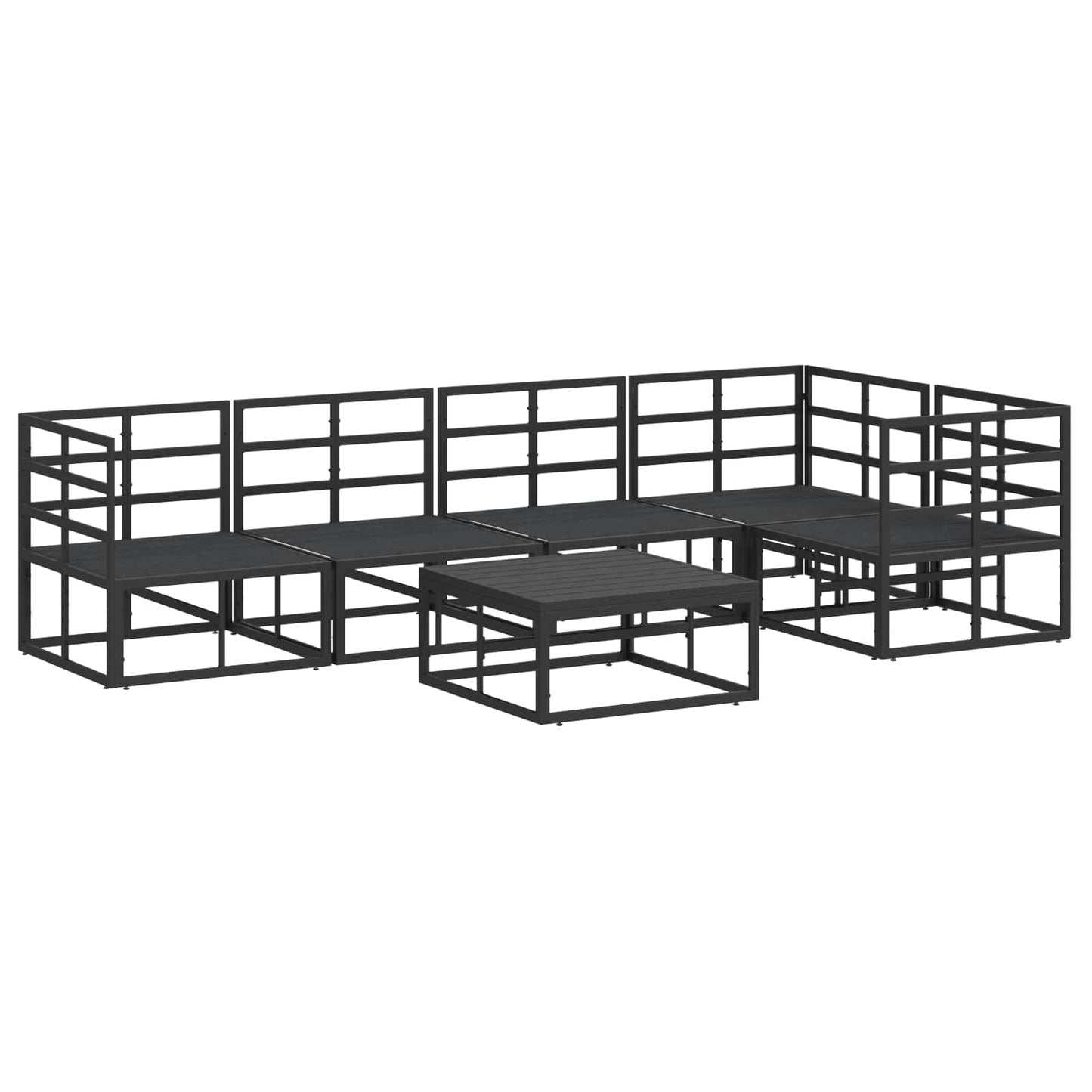 vidaXL Garden Sofa Set with Cushion 6 pcs Black Aluminium