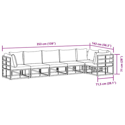 vidaXL Garden Sofa Set with Cushion 6 pcs Black Aluminium