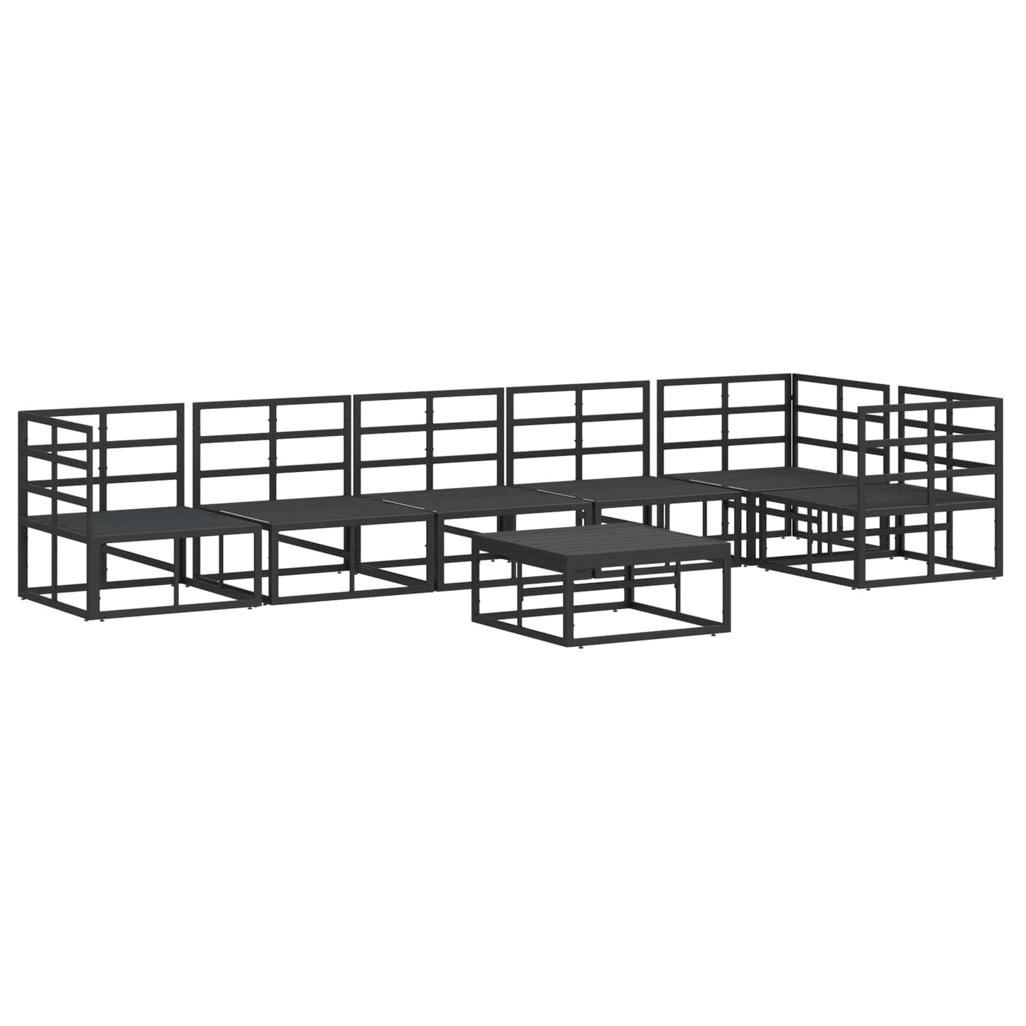 vidaXL Garden Sofa Set with Cushion 7 pcs Black Aluminium