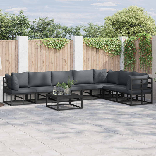 vidaXL Garden Sofa Set with Cushion 7 pcs Black Aluminium