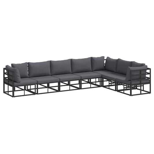 vidaXL Garden Sofa Set with Cushion 7 pcs Black Aluminium