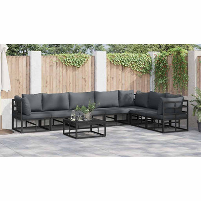 vidaXL Garden Sofa Set with Cushion 8 pcs Black Aluminium