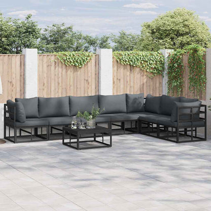 vidaXL Garden Sofa Set with Cushion 8 pcs Black Aluminium