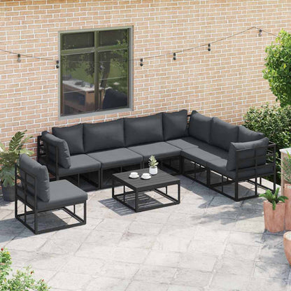 vidaXL Garden Sofa Set with Cushion 8 pcs Black Aluminium