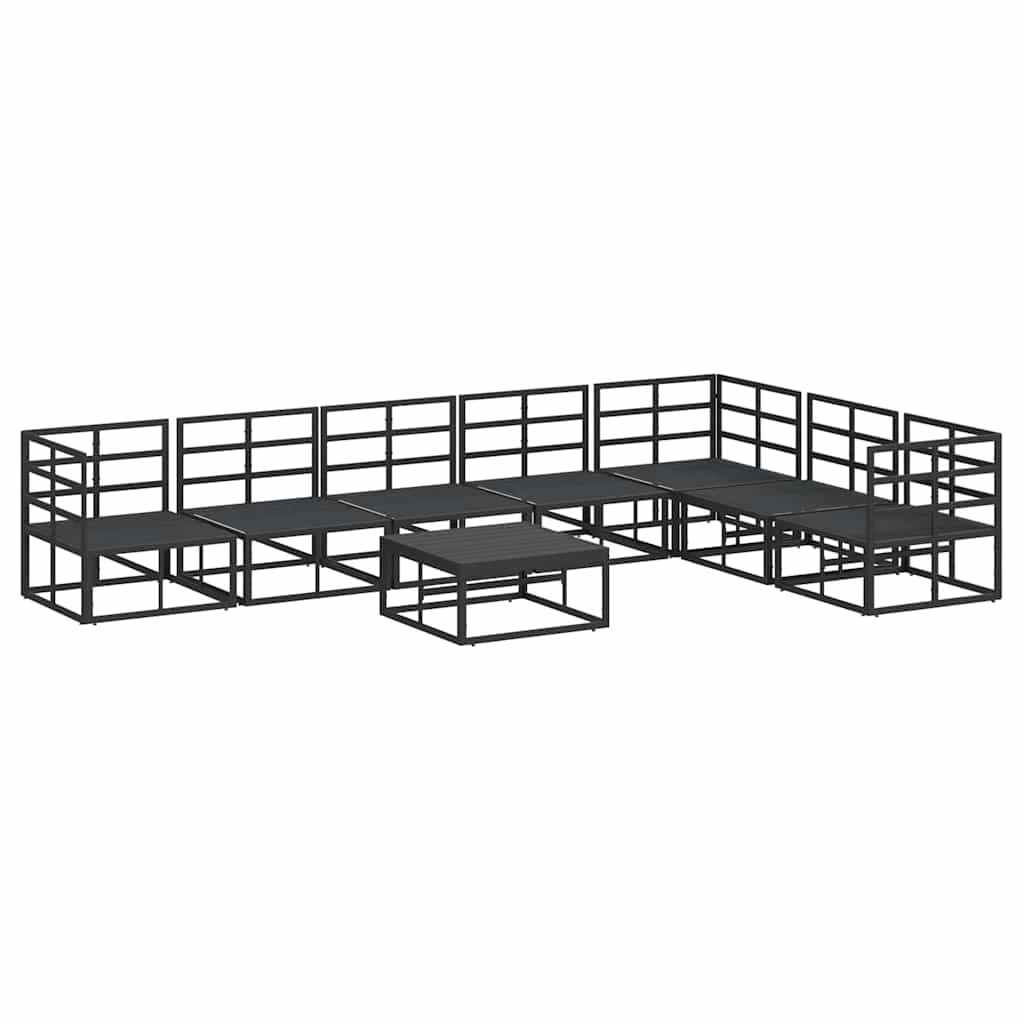 vidaXL Garden Sofa Set with Cushion 8 pcs Black Aluminium