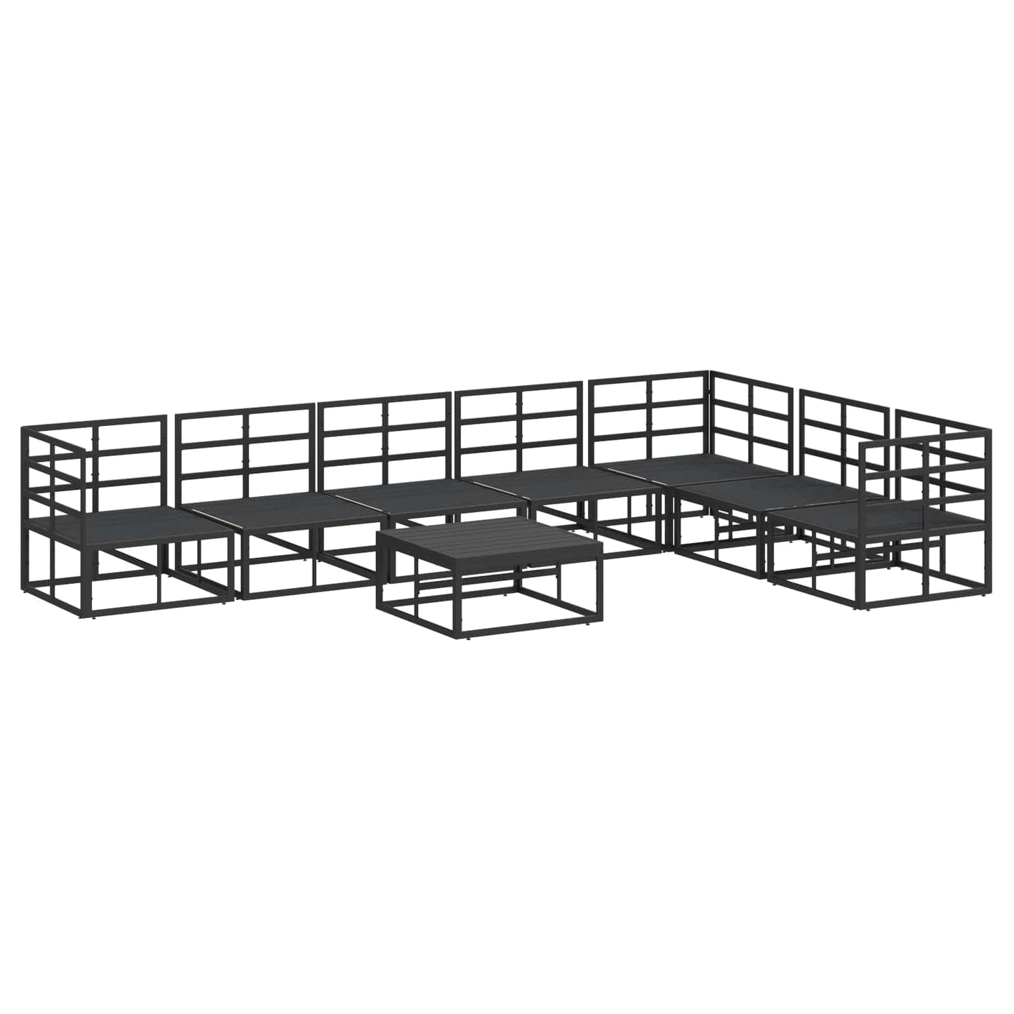 vidaXL Garden Sofa Set with Cushion 8 pcs Black Aluminium