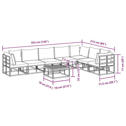 vidaXL Garden Sofa Set with Cushion 8 pcs Black Aluminium