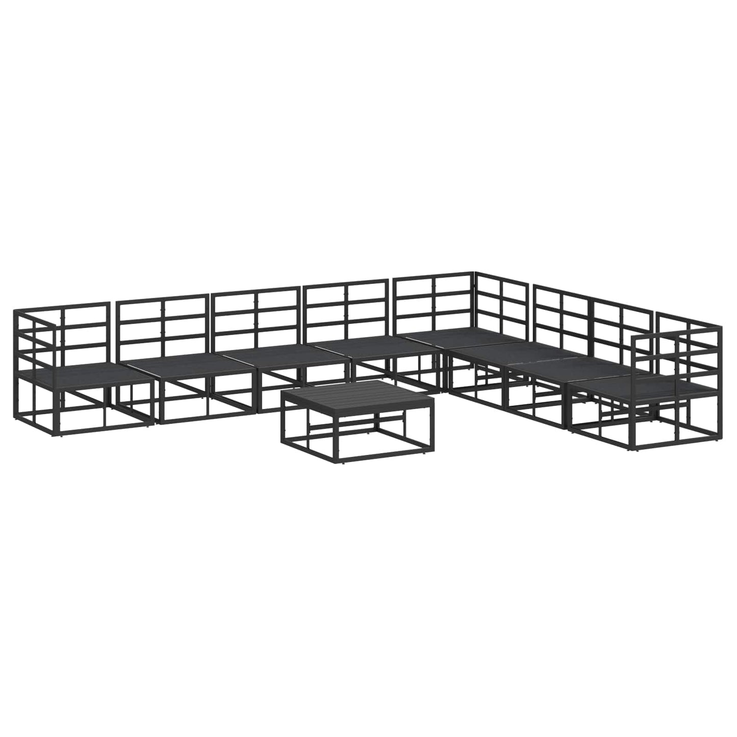 vidaXL Garden Sofa Set with Cushion 9 pcs Black Aluminium