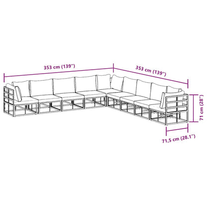 vidaXL Garden Sofa Set with Cushion 9 pcs Black Aluminium