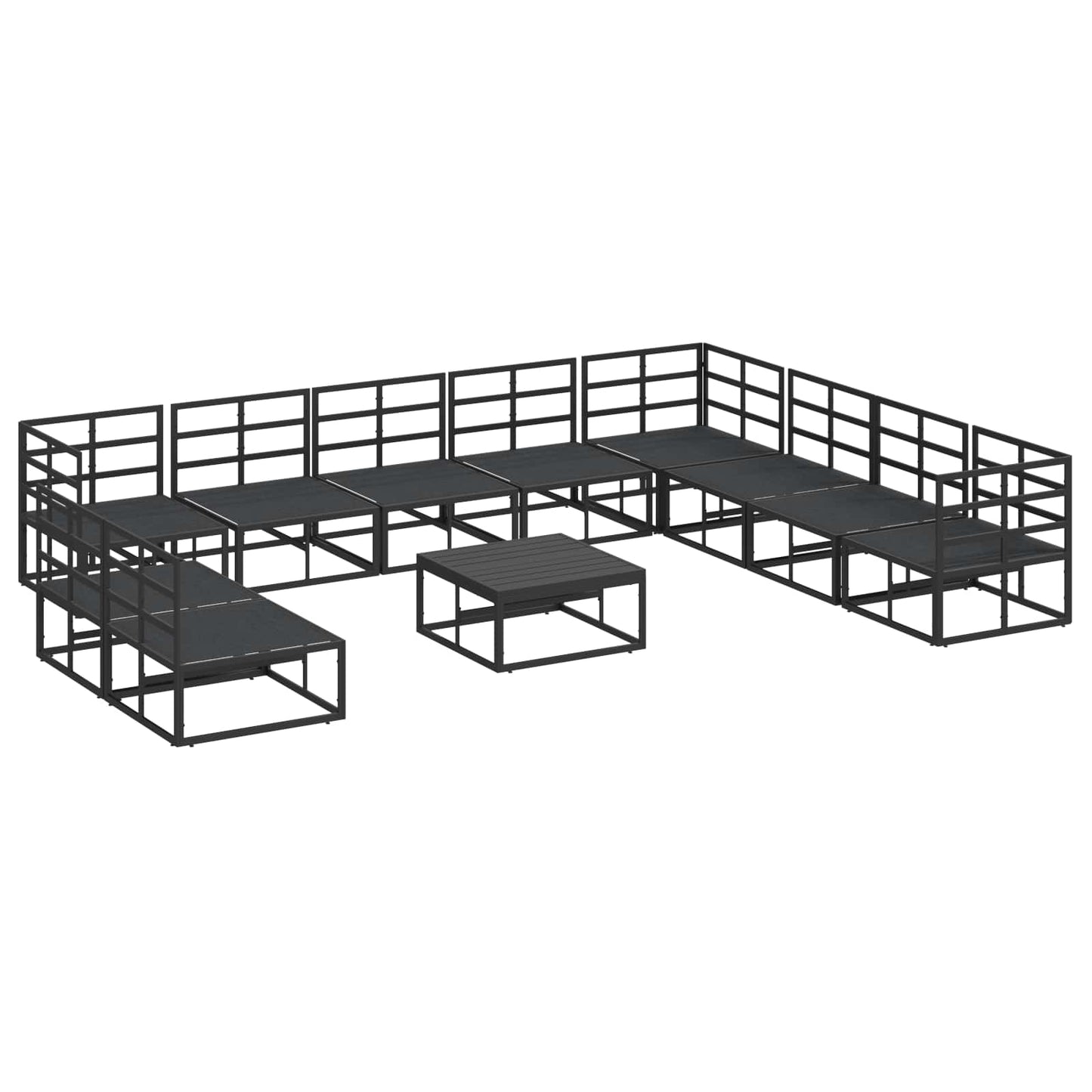 vidaXL Garden Sofa Set with Cushion 11 pcs Black Aluminium