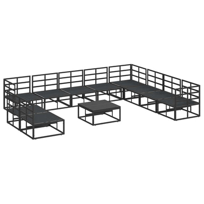 vidaXL Garden Sofa Set with Cushion 11 pcs Black Aluminium