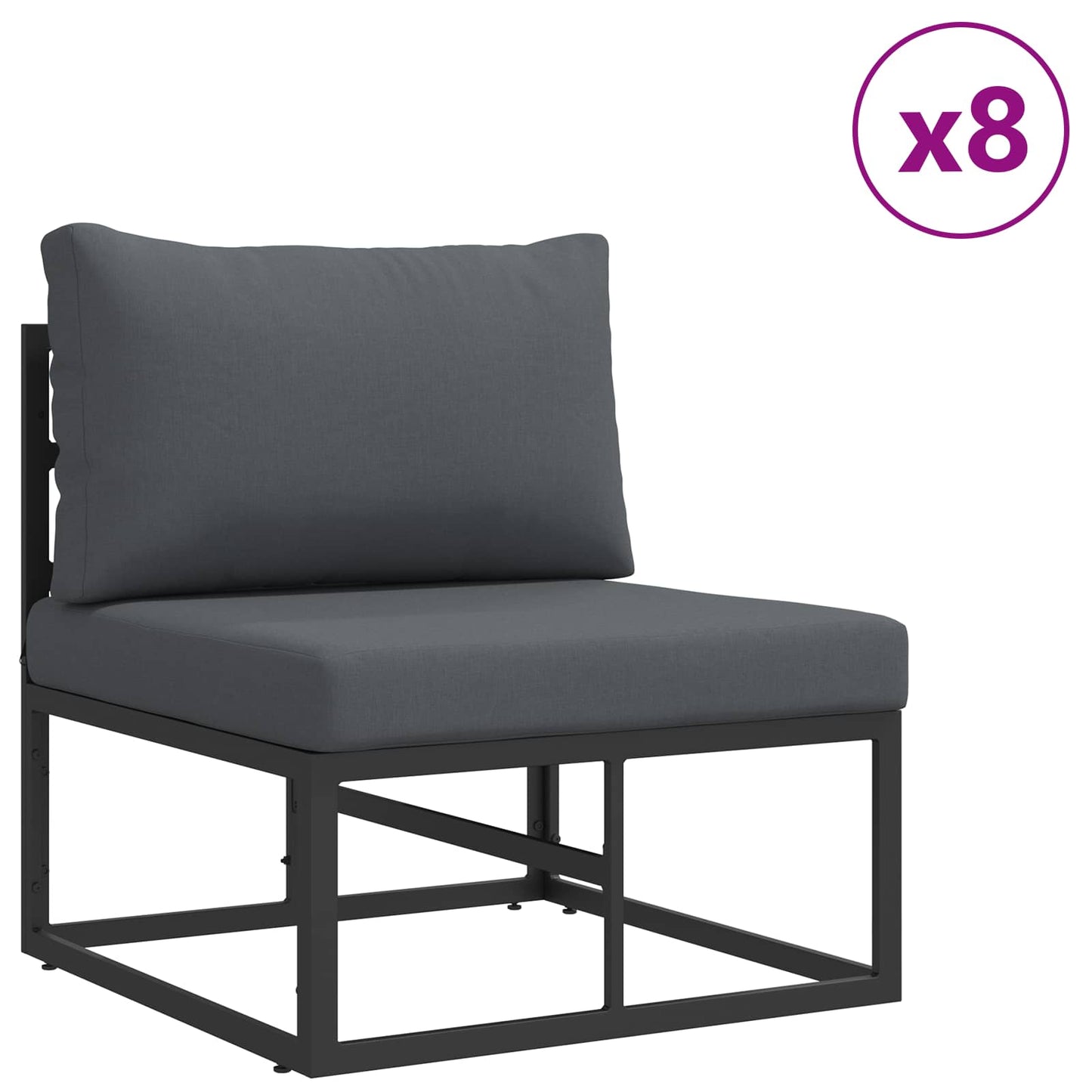 vidaXL Garden Sofa Set with Cushion 11 pcs Black Aluminium