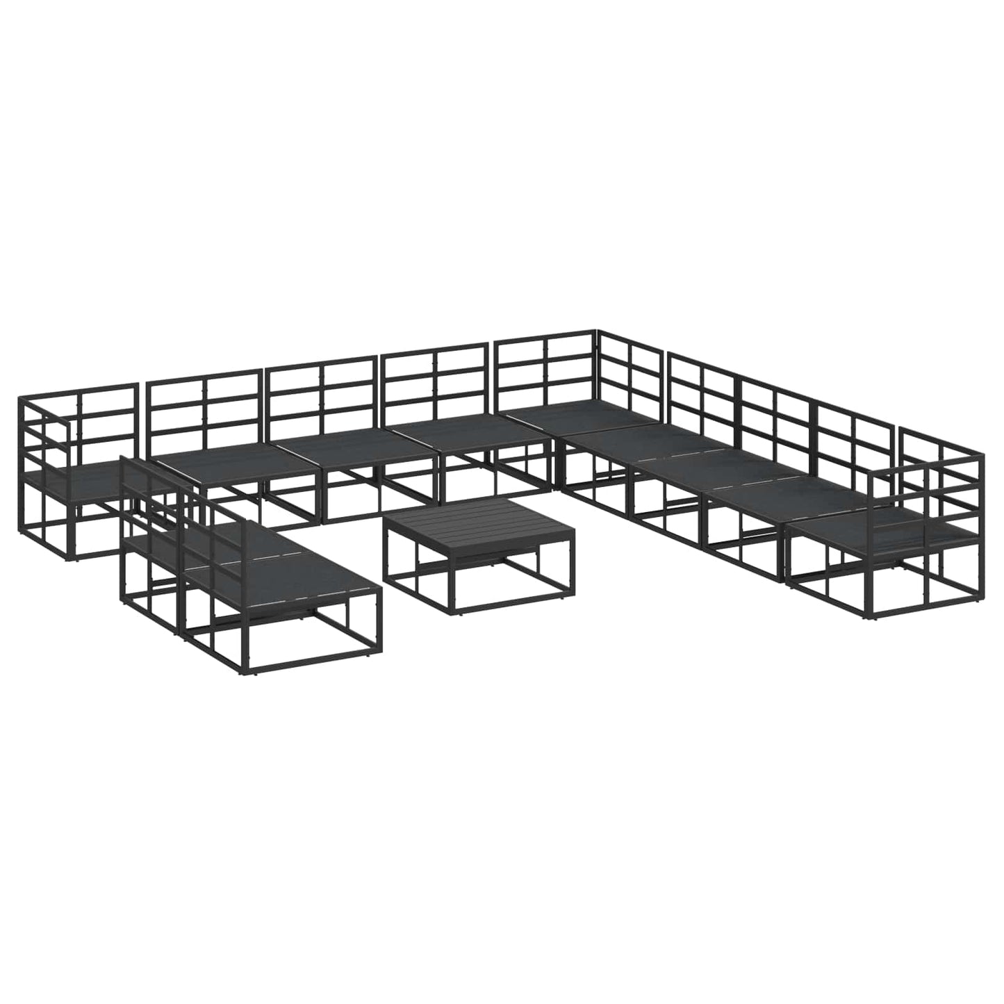vidaXL Garden Sofa Set with Cushion 12 pcs Black Aluminium