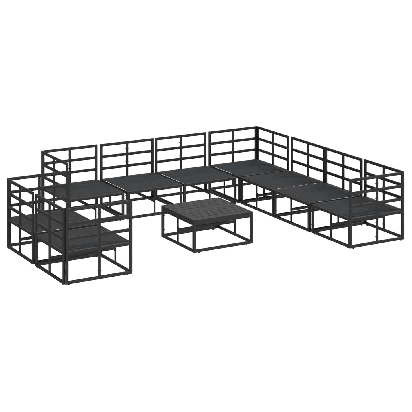 vidaXL Garden Sofa Set with Cushion 10 pcs Black Aluminium